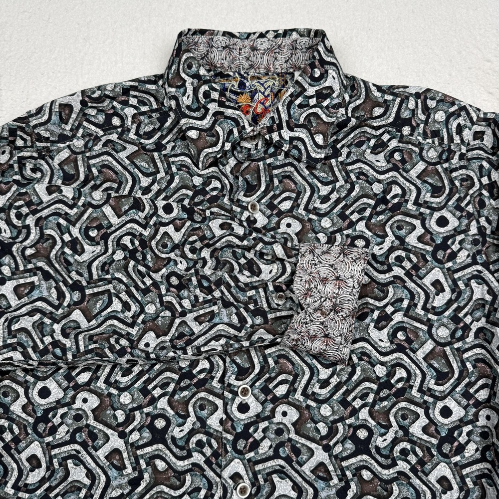 Robert Graham Shirt Mens Small Geometric Long Sleeve Button Up Flip Cuff